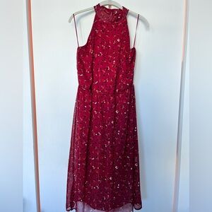 Semi formal Red Sleeveless Dress in red animal leopard print M